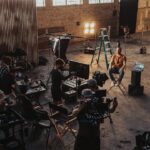 Multi-camera crew filming a live production