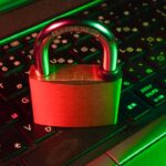 Laptop screen showing a digital security and lock interface